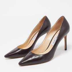 Pre Owned Jimmy Choo Dark Brown Leather Romy Pumps Size 40 