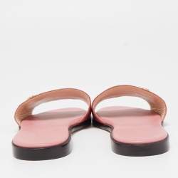 مملوكة مسبقًا Jimmy Choo Pink Croc Embossed Minea Flat Slides Size 36