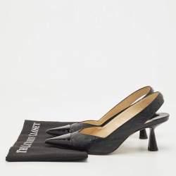 Pre Owned Jimmy Choo Black Leather and Patent liya Slingback Pumps Size 36