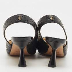 Pre Owned Jimmy Choo Black Leather and Patent liya Slingback Pumps Size 36