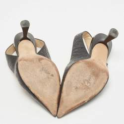 Pre Owned Jimmy Choo Black Leather and Patent liya Slingback Pumps Size 36