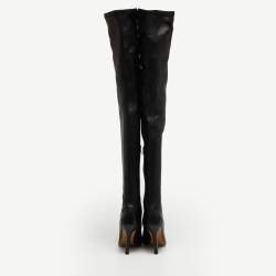 Pre Owned Jimmy Choo For H&M Black Leather Thigh High Boots Size 37