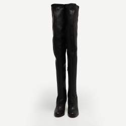 Pre Owned Jimmy Choo For H&M Black Leather Thigh High Boots Size 37