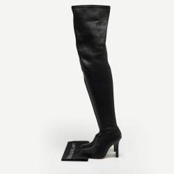 Pre Owned Jimmy Choo For H&M Black Leather Thigh High Boots Size 37