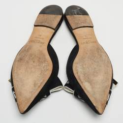 Pre Owned Jimmy Choo Black Suede Gretchen Flat Mules Size 39