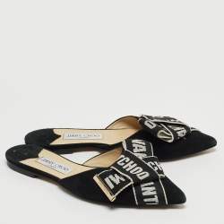 Pre Owned Jimmy Choo Black Suede Gretchen Flat Mules Size 39