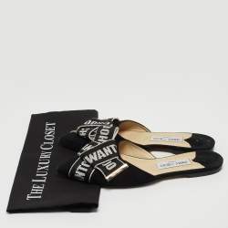 Pre Owned Jimmy Choo Black Suede Gretchen Flat Mules Size 39