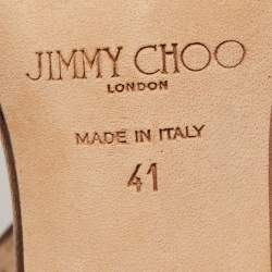 Pre Owned Jimmy Choo Metallic Brown Glitter Leather Lang Ankle Strap Sandals Size 41