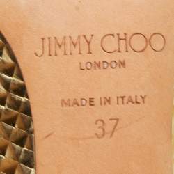 Pre Owned Jimmy Choo Gold Textured Leather Pointed Toe Pumps Size 37