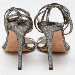 Pre Owned صندل جيمي تشو سويدي ميتاليك بسيور مقاس 40.5