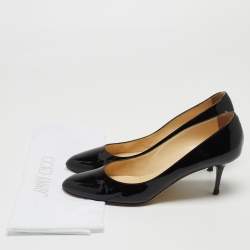 Pre Owned Jimmy Choo Black Patent Round Toe Pumps Size 41