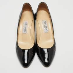 Pre Owned Jimmy Choo Black Patent Round Toe Pumps Size 41