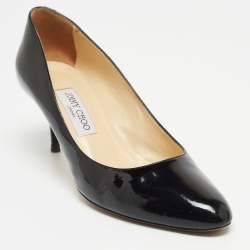 Pre Owned Jimmy Choo Black Patent Round Toe Pumps Size 41