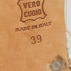 Pre Owned Jimmy Choo Gold Metallic Leather Slingback Sandals Size 39