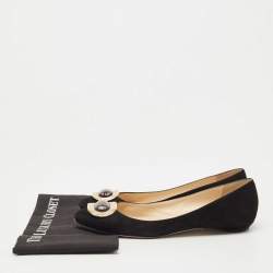 Pre Owned Jimmy Choo Black Suede Ballet Flats Size 41.5 