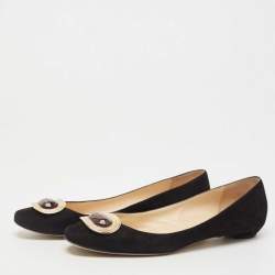 Pre Owned Jimmy Choo Black Suede Ballet Flats Size 41.5 