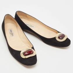 Pre Owned Jimmy Choo Black Suede Ballet Flats Size 41.5 