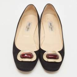 Pre Owned Jimmy Choo Black Suede Ballet Flats Size 41.5 