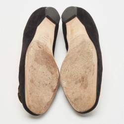Pre Owned Jimmy Choo Black Suede Ballet Flats Size 41.5 