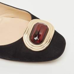 Pre Owned Jimmy Choo Black Suede Ballet Flats Size 41.5 