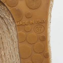 Pre Owned Jimmy Choo Black Leather Strappy Espadrille Wedge Sandals Size 37