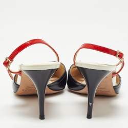مملوكة مسبقًا Jimmy Choo Tri Color Patent Leather Pointed Toe Slingback Sandals 40