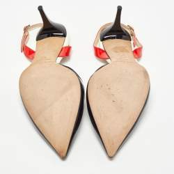 مملوكة مسبقًا Jimmy Choo Tri Color Patent Leather Pointed Toe Slingback Sandals 40