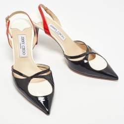 مملوكة مسبقًا Jimmy Choo Tri Color Patent Leather Pointed Toe Slingback Sandals 40