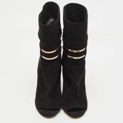 Pre Owned Jimmy Choo Black Suede Ankle Boots Size 36.5