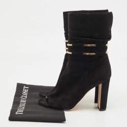 Pre Owned Jimmy Choo Black Suede Ankle Boots Size 36.5