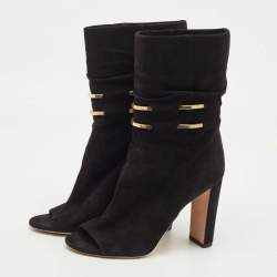 Pre Owned Jimmy Choo Black Suede Ankle Boots Size 36.5