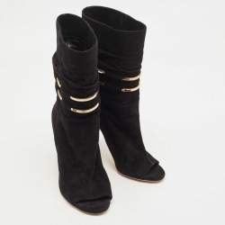 Pre Owned Jimmy Choo Black Suede Ankle Boots Size 36.5