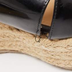 Jimmy Choo Black Patent Leather Phyllis Wedge Espadrille Platform Sandals Size 39 