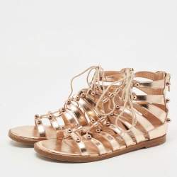 Jimmy Choo Rose Gold Leather Gigi Sandals Size 36.5