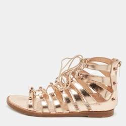 Jimmy Choo Rose Gold Leather Gigi Sandals Size 36.5