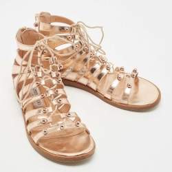 Jimmy Choo Rose Gold Leather Gigi Sandals Size 36.5