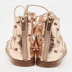 Jimmy Choo Rose Gold Leather Gigi Sandals Size 36.5