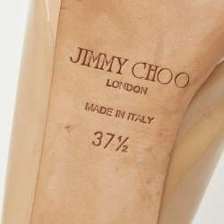 Jimmy Choo Beige Patent Nova Peep Toe Slingback Pumps Size 37.5