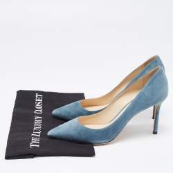 Pre Owned Jimmy Choo Light Blue Suede Romy Pointed Toe Pumps Size 40
