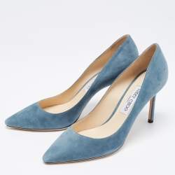 Pre Owned Jimmy Choo Light Blue Suede Romy Pointed Toe Pumps Size 40