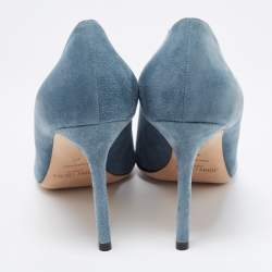 Pre Owned Jimmy Choo Light Blue Suede Romy Pointed Toe Pumps Size 40
