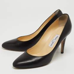 Pre Owned Jimmy Choo Black Leather Gilbert Pointed Toe Pumps Size 40