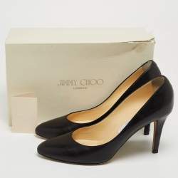 Pre Owned Jimmy Choo Black Leather Gilbert Pointed Toe Pumps Size 40
