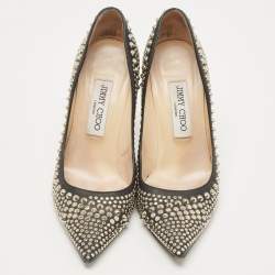 Pre Owned Jimmy Choo Black Leather Studded Pumps Size 37