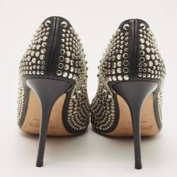 Pre Owned Jimmy Choo Black Leather Studded Pumps Size 37