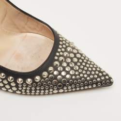 Pre Owned Jimmy Choo Black Leather Studded Pumps Size 37