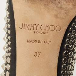 Pre Owned Jimmy Choo Black Leather Studded Pumps Size 37