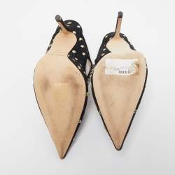 Jimmy Choo Black Mesh and Suede Bing Crystal Embellished Pointed Toe Mules Size 37.5