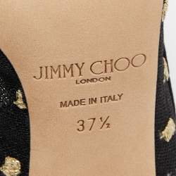 Jimmy Choo Black Mesh and Suede Bing Crystal Embellished Pointed Toe Mules Size 37.5
