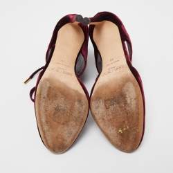 Pre Owned Jimmy Choo Burgundy Velvet Mari Lace Up Pumps Size 36